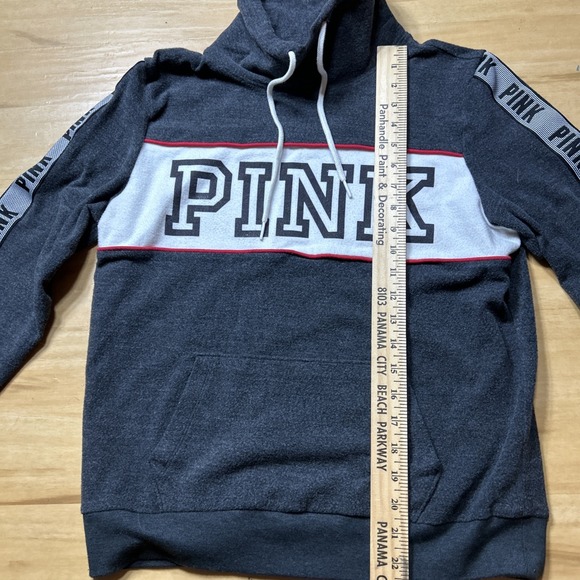 Victoria's Secret Pink Gray Red Logo 1/4‎ Zip Pullover Fleece M/170/96A - Picture 9 of 13